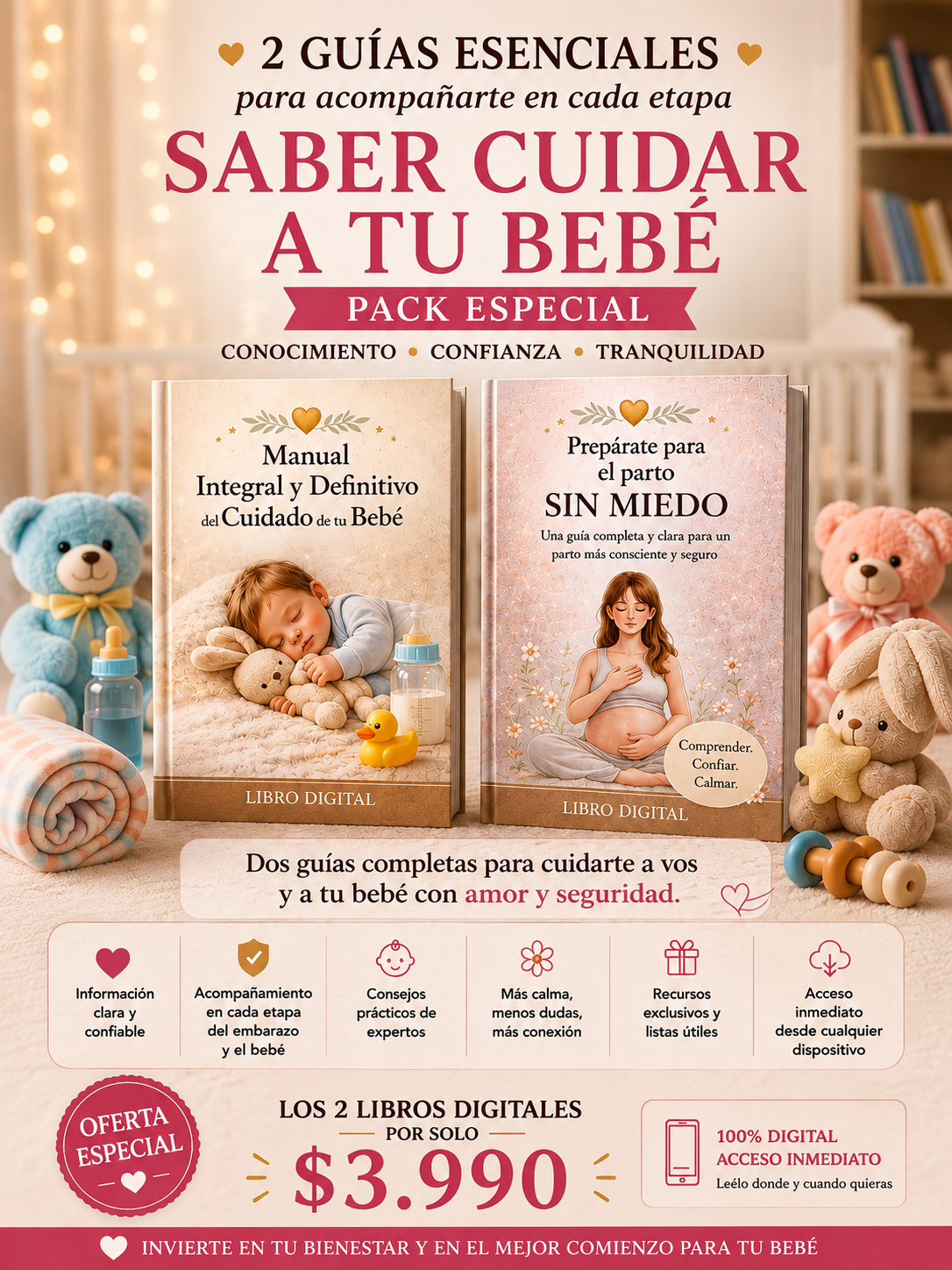 Pack de 2 Ebooks para Embarazo y Cuidado del Bebé | Guías Digitales
